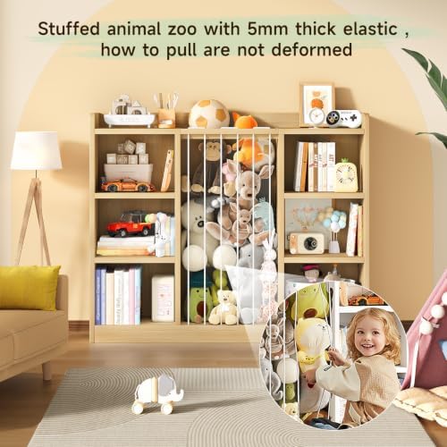 ONBRILL 2-in-1 Toy Storage Organizer with Stuffed Animal Storage, Natural - Image 4