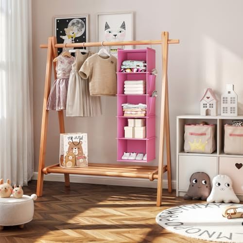 YOUDENOVA Hanging Closet Organizer and Storage, 5-Shelf, Light Pink - Image 4