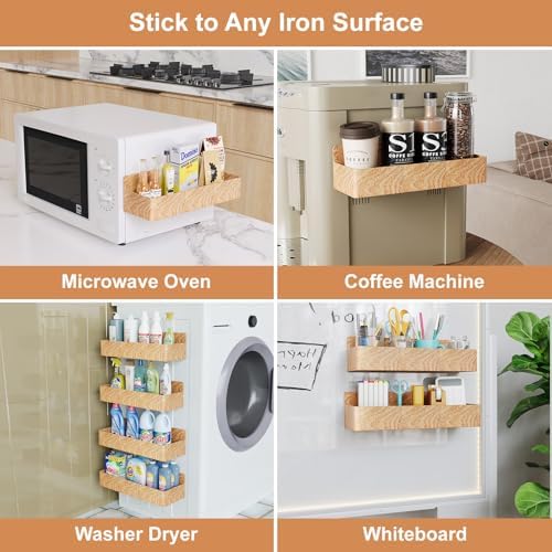Mystozer Magnetic Spice Rack for Refrigerator Woodgrain, 4 Pack - Image 6