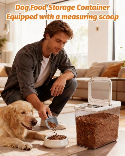 Pet Dog Food Storage Containers 12 - 14 Lbs with Flip-Top Lid ½ Cup Scoop - Image 2