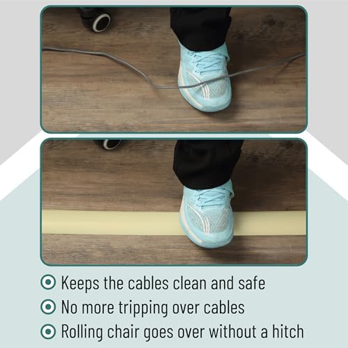 Bates- Floor Cord Cover, 30ft, Cable Cavity 0.6" (W) x 0.31" (H), Heavy Duty Wire Protector, PVC Extension Cords Hider, Protect Cords, Prevent Cable Trips, Cord Hider for Office, Home, Outdoor - Image 6