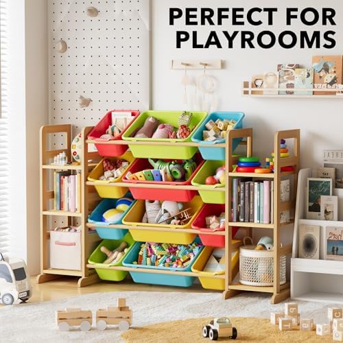 SpaceAid Toy Storage Organizer with 6 Shelves and 12 Bins, Toy Organizers Storage Bookshelf, Kids Bin Shelf Toys Box Bookcase for Bedroom Playroom Organization Room Decor, Multi-Colored - Image 5
