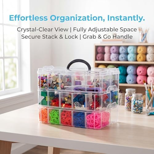 2Pack 3-Tier Stackable Storage Box, 30 Adjustable Compartments Organizer - Image 3