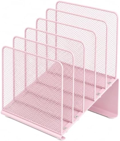 LEKETREE File Organizer for Desk, Desk Organizer with 5-Section Vertical File Rack, Folder Organizer,Workspace Organizers (Pink) by Stylishworkspaceeffortlessorganization