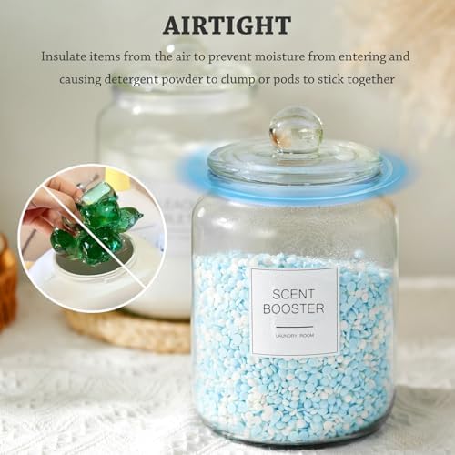 FyndraX Half Gallon Glass Jars - Large Airtight Containers with Scoop and Labels for Organization and Storage Laundry, Bath Room, Kitchen and Pantry Holder, Set of 4 - Image 2