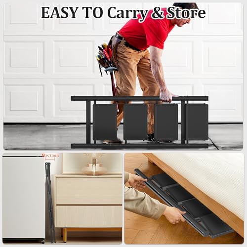 DIAMONDFORGE 4 Step Ladder, Folding Step Stool with Anti-Slip Wide Pedal, Anti-Slip Feet, Sturdiest Steel Construction, Steel Ladder for Home and Office, Black - Image 5