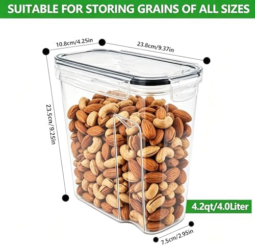 4pcs 4L Airtight Plastic Canisters, Kitchen Pantry Dry Food Storage - Image 2