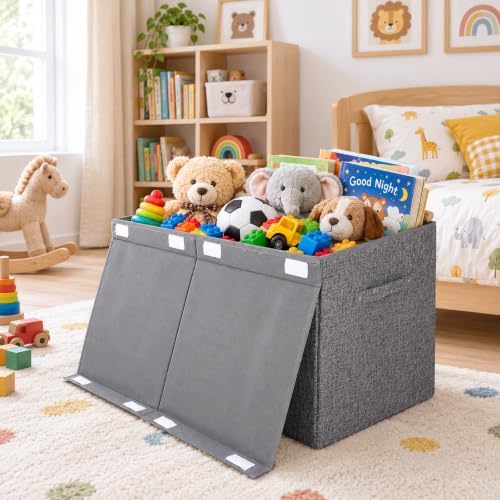 Large Toy Box Storage with Lid, Collapsible Sturdy Toy Chest Storage Bin - Image 2
