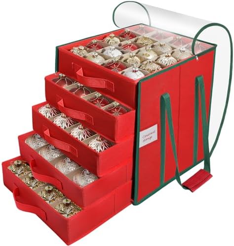 Christmas Ornament Storage Box,5 Tier Holds Up to 100-3” Holiday Décor by HKQ