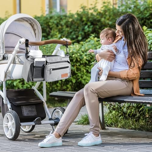Momcozy Universal Stroller Organizer with Insulated Cup Holder - Image 6