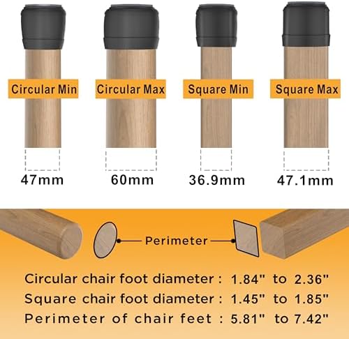 Extra Large Chair Leg Floor Protectors, (Fit: 1.84-2.36" Black). - Image 3