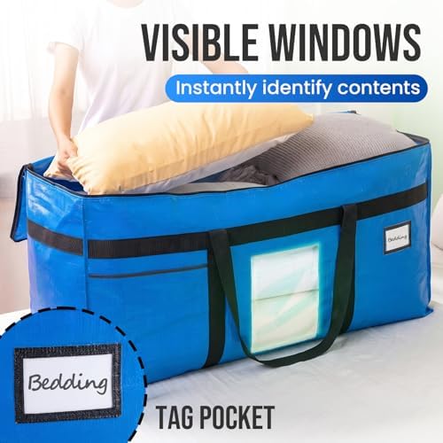 TAILI 2 Pack XXL Storage Bags with Visible Window and Handy Pocket,Blue - Image 3
