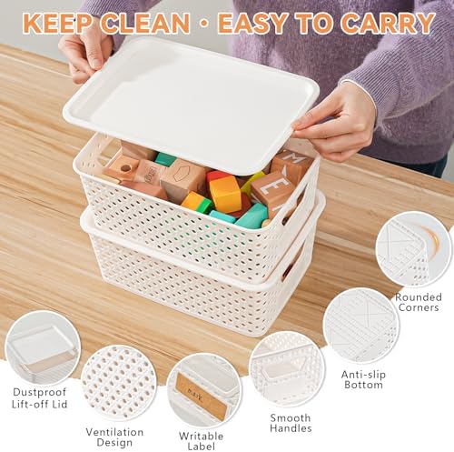 20 Pack Small Plastic Storage Bins with Lids, Stackable Plastic Storage Baskets for Organizing with Handles, Organizer Bins with Labels for Room, Craft, Containers for Pantry Organizers and Storage - Image 4