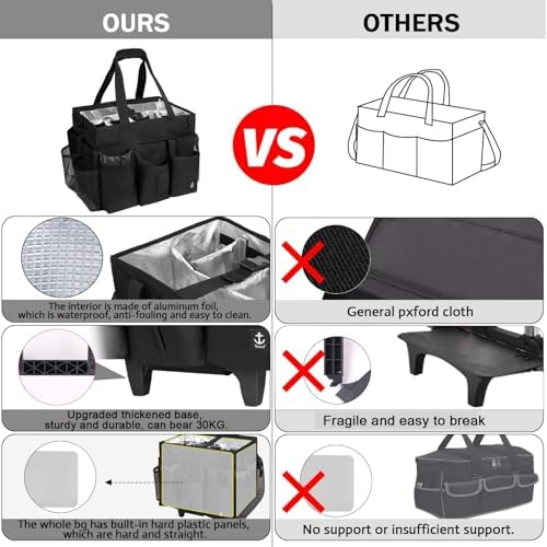 Rolling Cleaning Caddy Bag Built-in Hard Plastic Sheet Detachable Trolley - Image 5