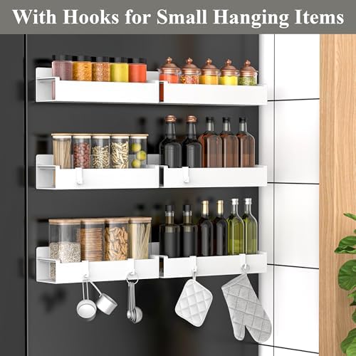 HuggieGems 6 Pack White Magnetic Spice Rack Organizer for Refrigerator - Image 2