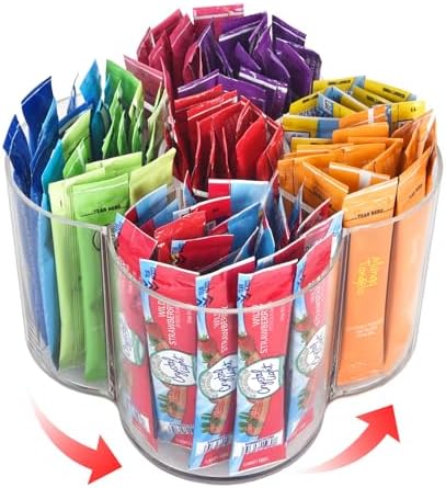 Drink Packet Organizer for Powdered Drink Mix,Powder Packet,Water Packet,Water Flavor Packet,Lazy Susan Organizer for Drink Mix Necessities Rotating Holder (Flower) by Unknown