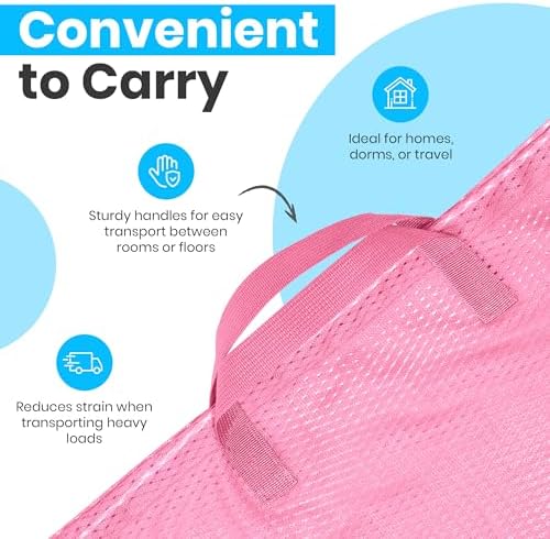Handy Laundry Mesh XL Laundry Bag 24"x36" with Shoulder Strap, Pink - Image 6