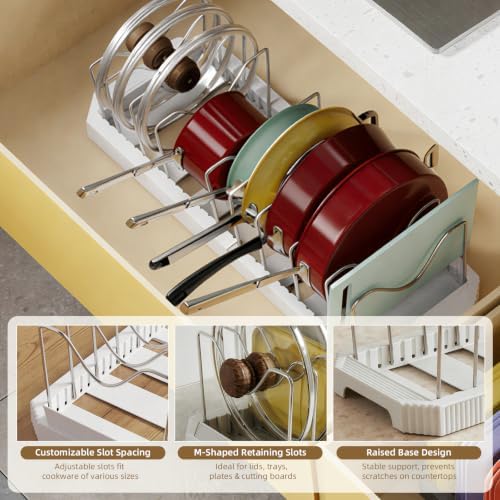 Expandable Pot Lid Organizer, 22" Adjustable Pot and Pan Holder - Image 4
