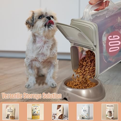 Buddeez Pet Food Storage Container - 8 Quart Capacity Dog / Cat Food & Bird Seed Container with Durable EZ Grip Handle, Flip Gray Lid (includes 1 Cup Clear Scoop) - Image 4
