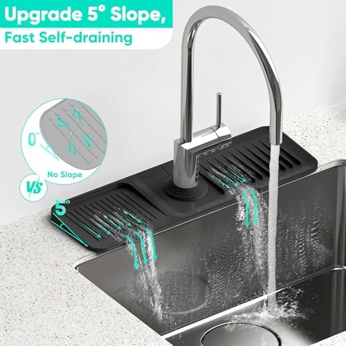 17.7'' Faucet Mat for Kitchen Sink Splash Guard Drain Mat Behind Faucet - Image 2