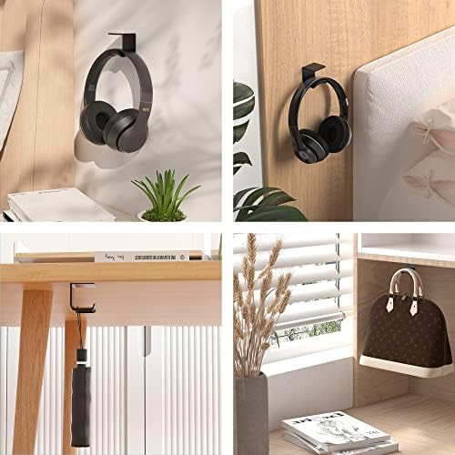 HomeMount Under Desk Headphone Hanger, Adhesive Hook, Black 2 Pack - Image 4