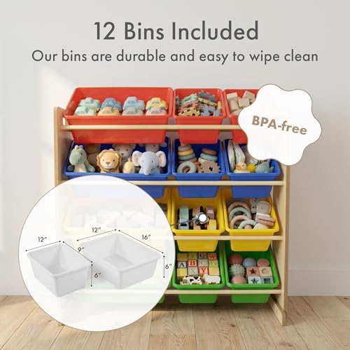 Humble Crew Kids Toy Organizer with 12 Bins, 4 Tier Storage for Playroom - Image 4