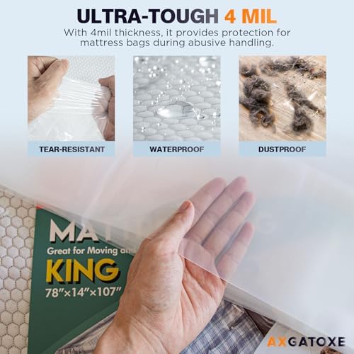 Axgatoxe Plastic Mattress Bag for Moving Storage, King Size (4MIL) - Image 3
