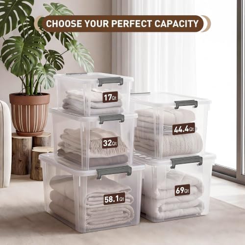 Citylife 6 Packs 44.4 QT Plastic Storage Bins with Lids Large Stackable Storage Containers for Organizing Clear Storage Box for Garage, Closet, Kitchen - Image 6