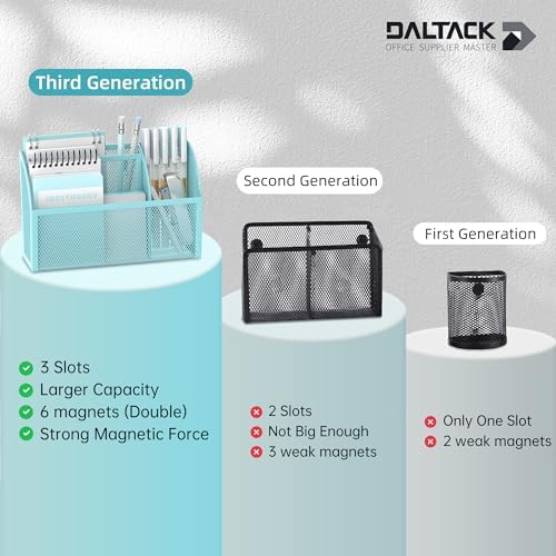 DALTACK 3-Grid Magnetic Pencil Holder, Strong Magnet Locker Organizer, Blue - Image 4
