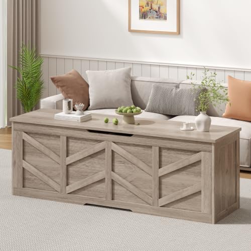 51.2" Extra Large Storage Chest, Wooden Storage Bench with 2 Safety Hinges - Image 4