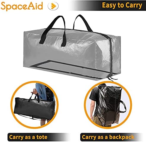SpaceAid Heavy Duty Moving Bags, Extra Large Storage Totes W/Backpack Straps Strong Handles & Zippers, Alternative to Moving Boxes, Packing & Moving Supplies, Black (6 Pack) - Image 5
