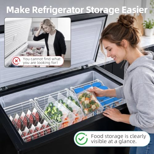 Freezer Organizer Bins,6 Pack Large Deep Freezer Organizer Bins for 5/7/10 Cu.FT Deep Freezer,Easy Access,Stackable & Sturdy,White - Image 5