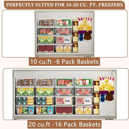Large Freezer Organizer Bins for 10 to 20 Cu.Ft,3 Pack , Leak-Proof Bottom - Image 4