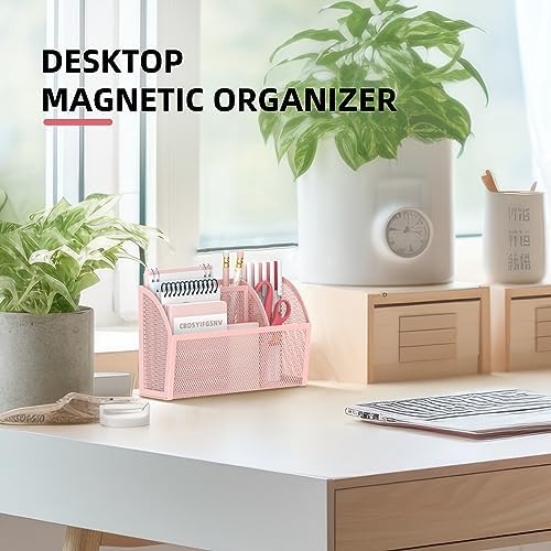 DALTACK 3-Grid Magnetic Pencil Holder, Strong Magnet Locker Organizer, Pink - Image 2