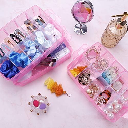 Bead Organizer 3 tier 30 grid Stackable Craft Hair Tackle Storage Pink - Image 4