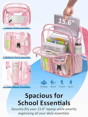 Clear Backpack for School, 17" Heavy Duty Double-Layer Clear Bookbag - Image 4