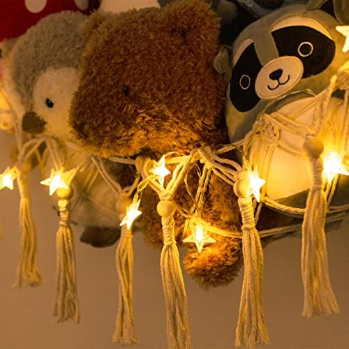 Stuffed Animal Toy Storage Hammock with LED Light-Macrame Jumbo Doll Room Corner Organizer Mesh Decoration-Hanging Storage Nets Kids Bedroom, (X-Large Size) - Image 4