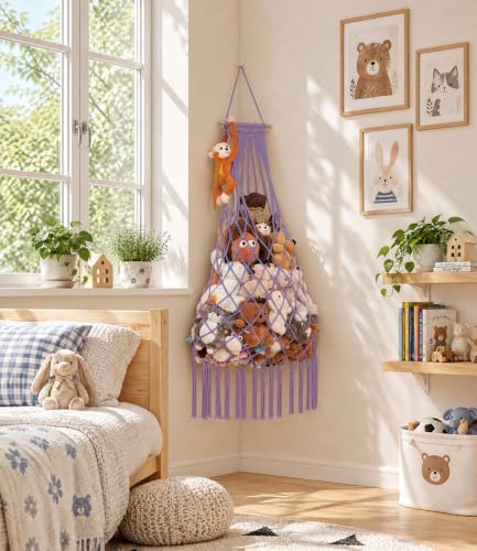 Stuffed animal net Hammock - Large 47'' H, Space-Saving (Purple) - Image 4