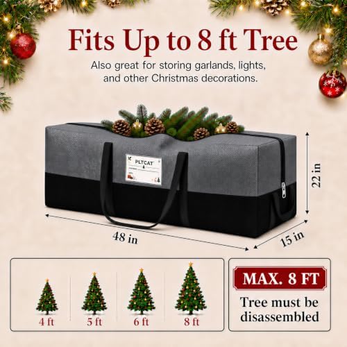 Christmas Tree Storage Bag, Fits 8 Ft Artificial Trees, Gray - Image 2