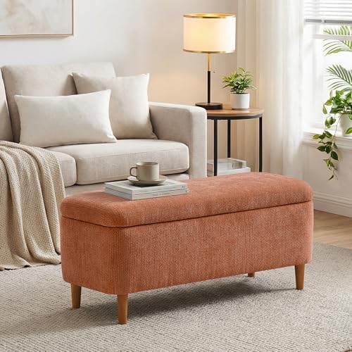 39.4" Ottoman with Storage Upholstered Storage Bench for Living Room - Image 3