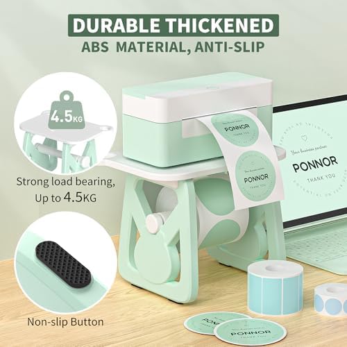 PONNOR Label Holder for Rolls and Fanfold Labels, Thermal Sticker Holder for Desktop Printer, Fragile Stickers for Shipping, Label Stand Accessory Supplies for Home, DIY, Office, Small Business(Green) - Image 6