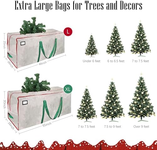 Cosy Family 7.5 ft Christmas Tree Storage Bag - Durable Heavy Duty Extra Large Artificial Xmas Holiday Tree Bag with Reinforced Handles and Dual Zippers Wide Opening - Clear - Image 2