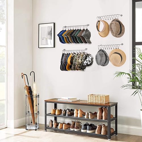 Viklluyr Hat Rack Baseball Cap Wall Organizer - Closet Hats Holder with 20 Hooks - Metal Caps Storage Wall Mounted Hat Hanger Set of 2 for Closet Door Bedroom Entryway Laundry(Grey) - Image 5