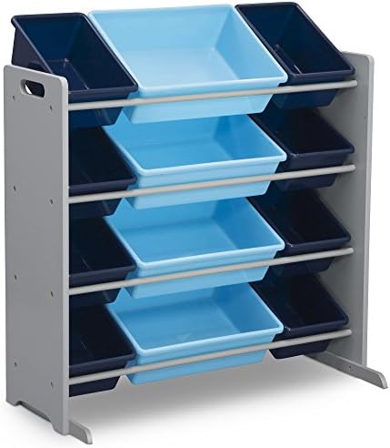 Delta Children Kids Toy Storage Organizer with 12 Plastic Bins - Greenguard Gold Certified, Grey/Blue by DeltaChildren