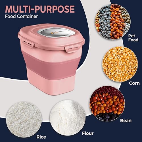 Dog Food Storage Container 30-35 lb, Airtight Collapsible Cute Dog Food Container with Wheels & Scoop, Stackable Pet Food Storage Container for Dog & Cat Food - Image 5