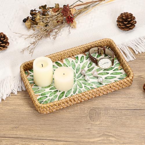 Key Basket for Entryway Table, Rattan Remote Tray for Coffee Table - Image 2