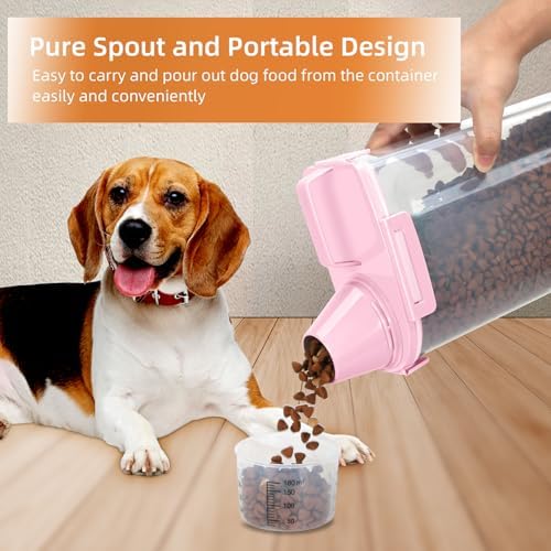 LEAWALK 3-5Lbs Airtight Small Dog Cat Pet Food Storage Container-Pink 2Pack - Image 2