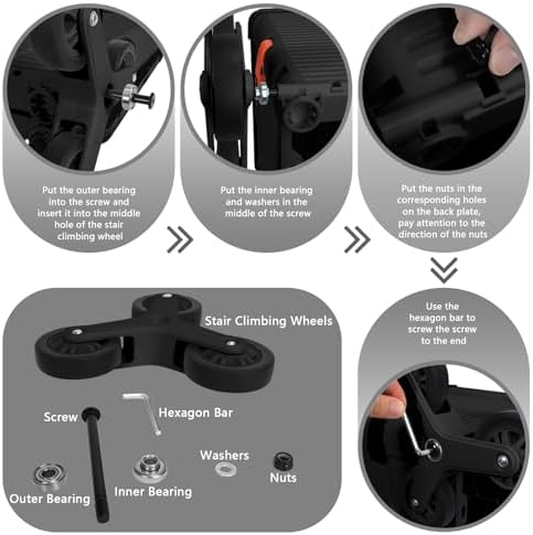 Wheel Replacement Stair Climbing Wheels for Shopping Laundry Cart, Trolley Triangle Shopping Cart Stair Climbing Wheels for BY06C BY10C Foldable cart (2 PCS) - Image 5