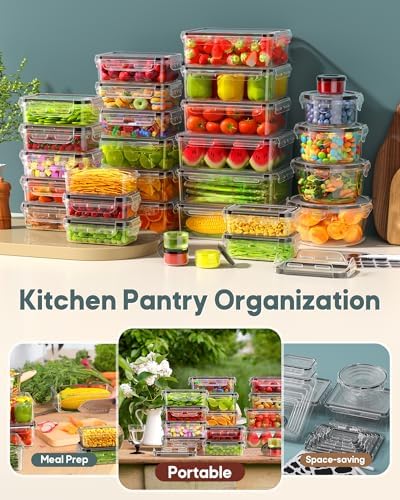 70 PCS Food Storage Containers with Lids Airtight, (35 Lids & 35 Containers) Leak proof Containers Set for Kitchen, Meal Prep, BPA-Free, PVC-Free Plastic, Microwave/Dishwasher Safe, Extra Labels & Pen - Image 7