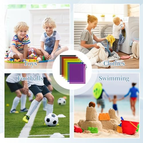6 Pack Mesh Drawstring Bags with Lock, 14x17 for Gym, Beach, Laundry - Image 7